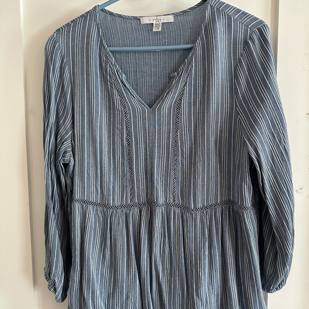 Fever Blue and White Striped Top